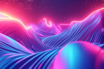 A vibrant and colorful background complements an abstract shape glowing in the ultraviolet spectrum. - obrazy, fototapety, plakaty