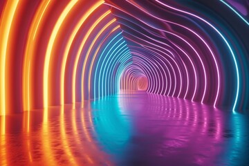 Colorful allure surrounds an abstract shape, vividly glowing in the ultraviolet spectrum.