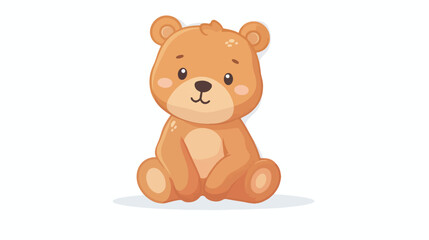 Cute little bear sitting toy icon. Funny smiling