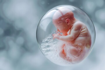 The Embryo child body in a bubble in a Scientific cloning experiment