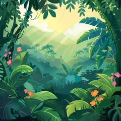 Foto op Canvas A picture of a jungle landscape for a children's book as a background © urdialex