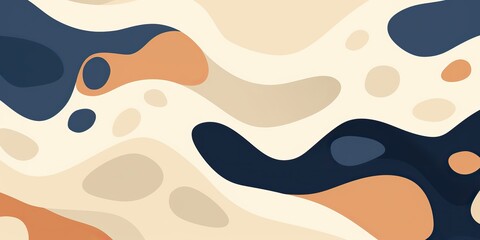 Abstract geometric shapes in beige blue soft colors. Splash flow decoration draw paint background template