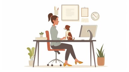 Fototapeta premium flat design style illustration of a graphic designer woman working on her studio 