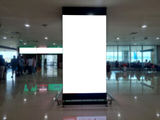 blank billboard white screen LED vertical advertising banner board indoor in subway station ad...