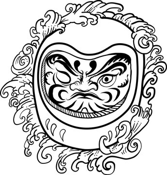 recommend clip art: Japanese Daruma doll is a Lucky amulet and Symbol of Determination and Fortune. hand drawn and line art style. doodle art of daruma.outline and isolate.