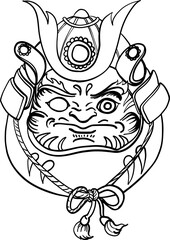 Japanese Daruma doll is a Lucky amulet and Symbol of Determination and Fortune. hand drawn and line art style. doodle art of daruma.outline and isolate.