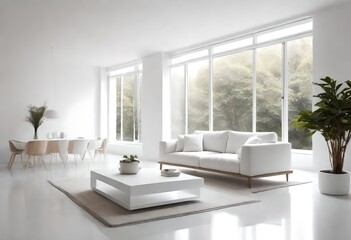 Fototapeta na wymiar white living room with tall windows