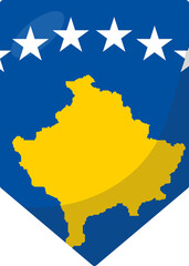 Kosovo flag pennant 3D cartoon style.