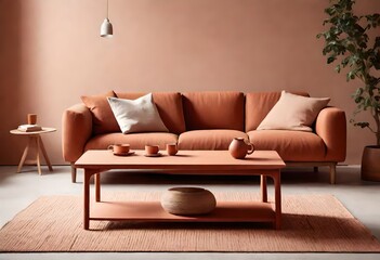 Brown sofa in brown room