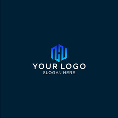 blue gradient hexagon H logo
