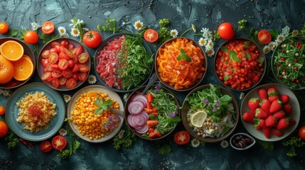 Plant-Based Cuisine: A collage of vibrant plant-based dishes, illustrating the growing trend of vegetarian and vegan culinary choices. 