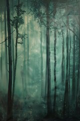 Dense Forest Painting. Generative AI