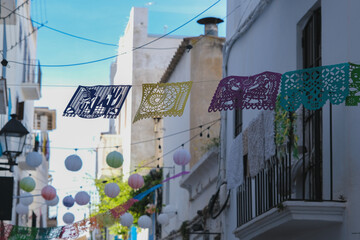 Romantic backstreet, side street and alleys in historic old town of Ibiza Stadt, Balearic Island...
