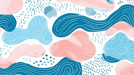 Fototapeta na wymiar Cartoon ocean depth flora minimalist wallpaper screen background in cute pastel colors
