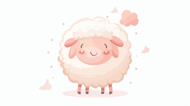 Sheep lamb standing icon. Cute round face head. C