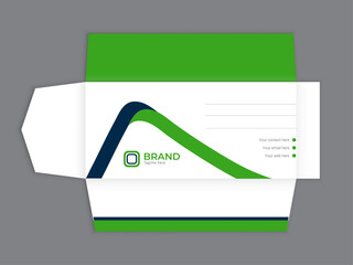 Envelopes design front and back for office document or message. White empty mail envelope Full and folded A4 size. Flat vector illustration.  open closed front and back letter view, corporate business