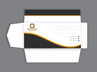 Envelopes design front and back for office document or message. White empty mail envelope Full and folded A4 size. Flat vector illustration.  open closed front and back letter view, corporate business