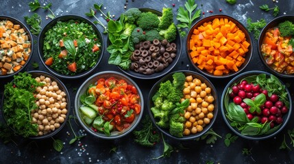 Plant-Based Cuisine: A collage of vibrant plant-based dishes, illustrating the growing trend of vegetarian and vegan culinary choices. 