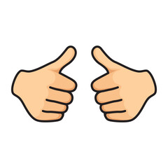 Two Thumbs Up Hand.Flat, Vector, Illustration, Cartoon, EPS10. 