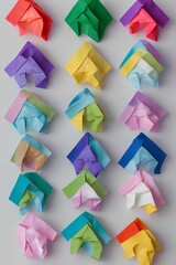 Paper origami of a colorful house