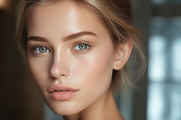 Portrait of a beautiful young woman with clean, fresh and well-groomed skin.