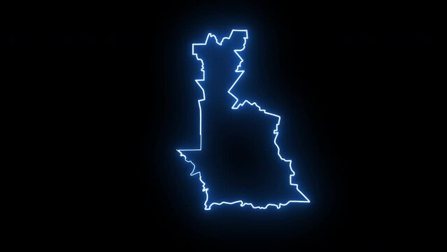 map of Buenaventura in colombia with glowing neon effect