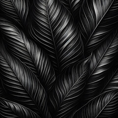 texture of abstract black leave for tropical leaf background, pattern, seamless, wallpaper, illustration, Ai generated 
