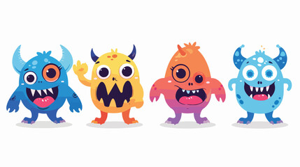 Happy Halloween. Cute monster icon set. Four cartoon