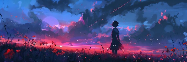 Abstract Anime background, manga style, LOFI, colorful wallpaper, poster cover