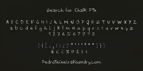 Chalk PTx Font Typography handwritten alphabet letters school kids vector - obrazy, fototapety, plakaty