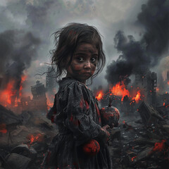 a small child at war