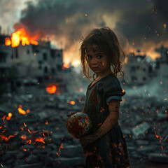 a small child at war