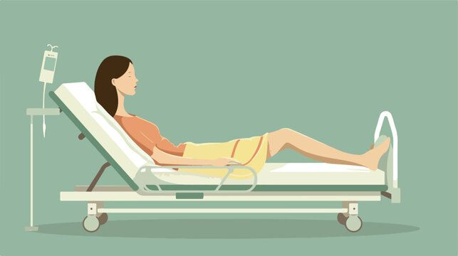 Woman in medical bed vector flat minimalistic isoated