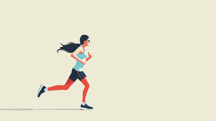 Fototapeta na wymiar Woman Jogging vector flat minimalistic isolated 