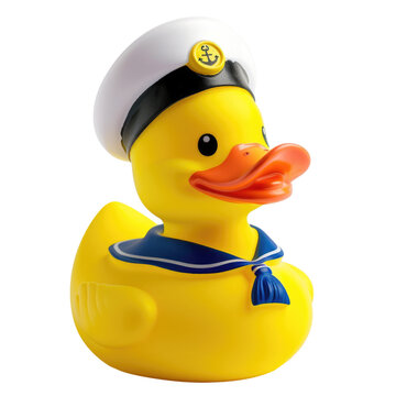 Rubber duck isolated, duck in a sailor suit, transparent background, png