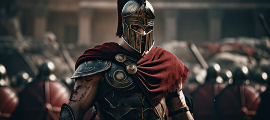 Gladiator in armor - obrazy, fototapety, plakaty