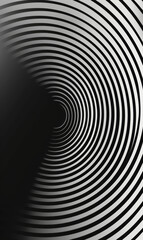 Monochrome spiral creating a hypnotic optical illusion.