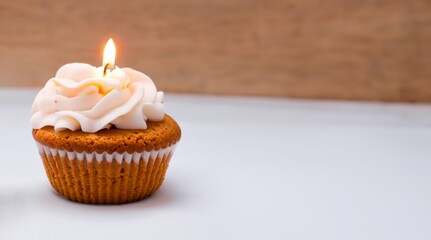 cupcake with candle, muffin with a candle