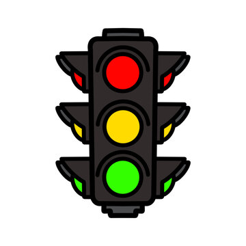 recommend clip art: Traffic control light, signal with red, yellow and green color flat icon for apps and websites