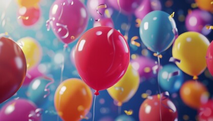 Birthday Balloon, captured by an HD camera, showcasing vibrant and festive balloons in realistic 8k resolution.