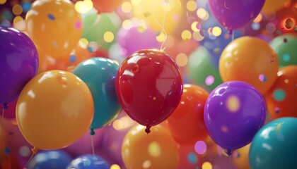 Celebrate with vibrant Birthday Balloons, captured in stunning 8k resolution by an HD camera, providing a lifelike and festive visual experience.