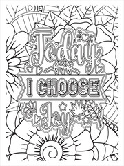 Abstract background flower pattern in black and whiteflower coloring pages and Motivational quotes coloring page with mandala background.