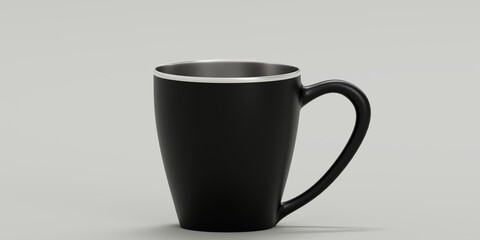 Black curved mug with stainless steel inside mockup, 