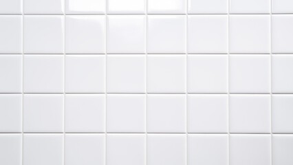 White rectangle mosaic tiles texture background. Classic white metro tile. Long wide picture. - obrazy, fototapety, plakaty