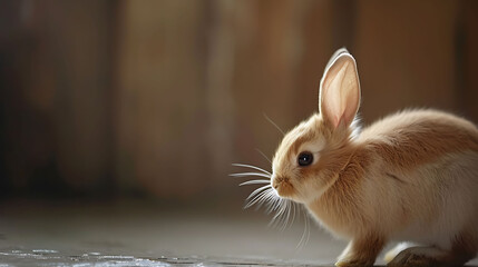 Obraz premium rabbit is looking out of the corner of the image in surprise