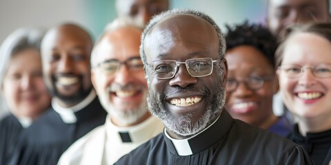 Diverse Group Of Clergy Members. Concept Religious Unity, Multicultural Faith Leaders, Interfaith Dialogue, Spiritual Diversity - obrazy, fototapety, plakaty