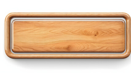 an oblong decorative wooden signboard isolated on a white background. wooden board isolated on white