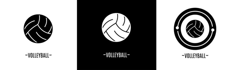 Volleyball logo set. Collection of black and white logos. Stock vector.