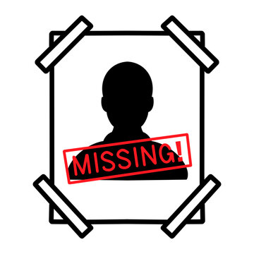 silhouette missing person with stamp. Icon outline