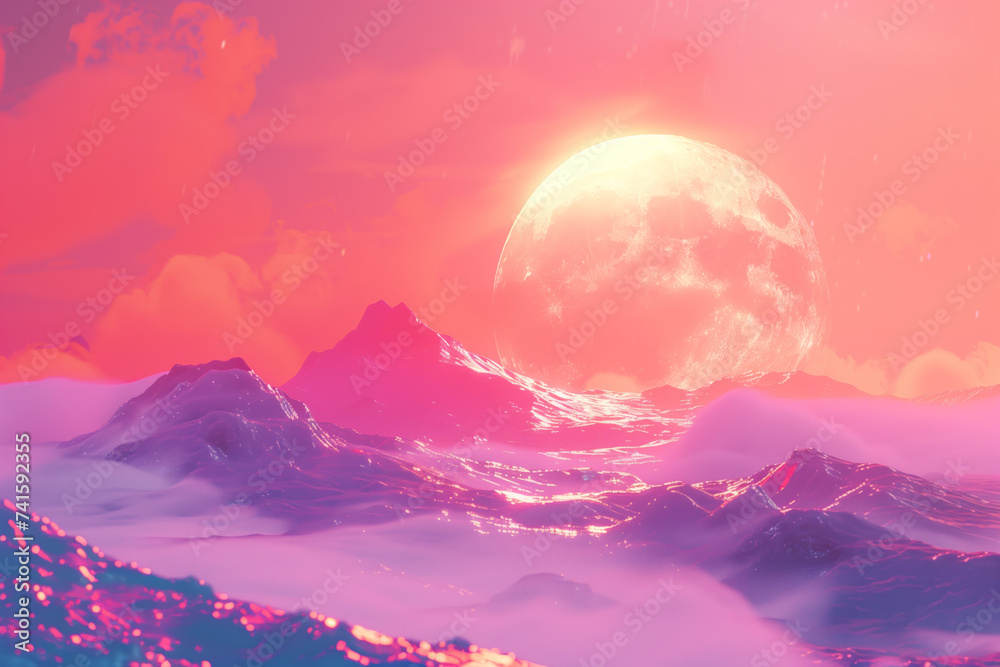 Poster a fantasy landscape. a slide background for showcasing digital content. background image. created wi